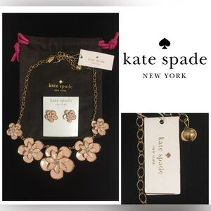 🆕KATE SPADE - NWT - PINK / GOLD FLORAL NECKLACE AND EARRINGS SET